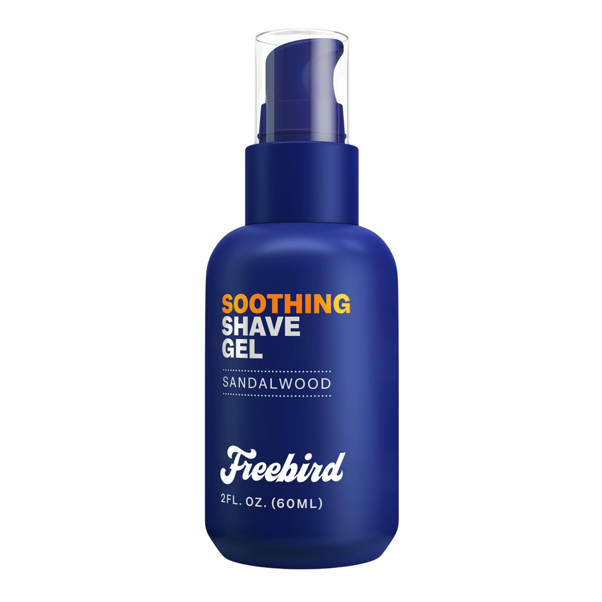 Freebird shave gel front packaging showing 60mL travel tube and clear formula benefit