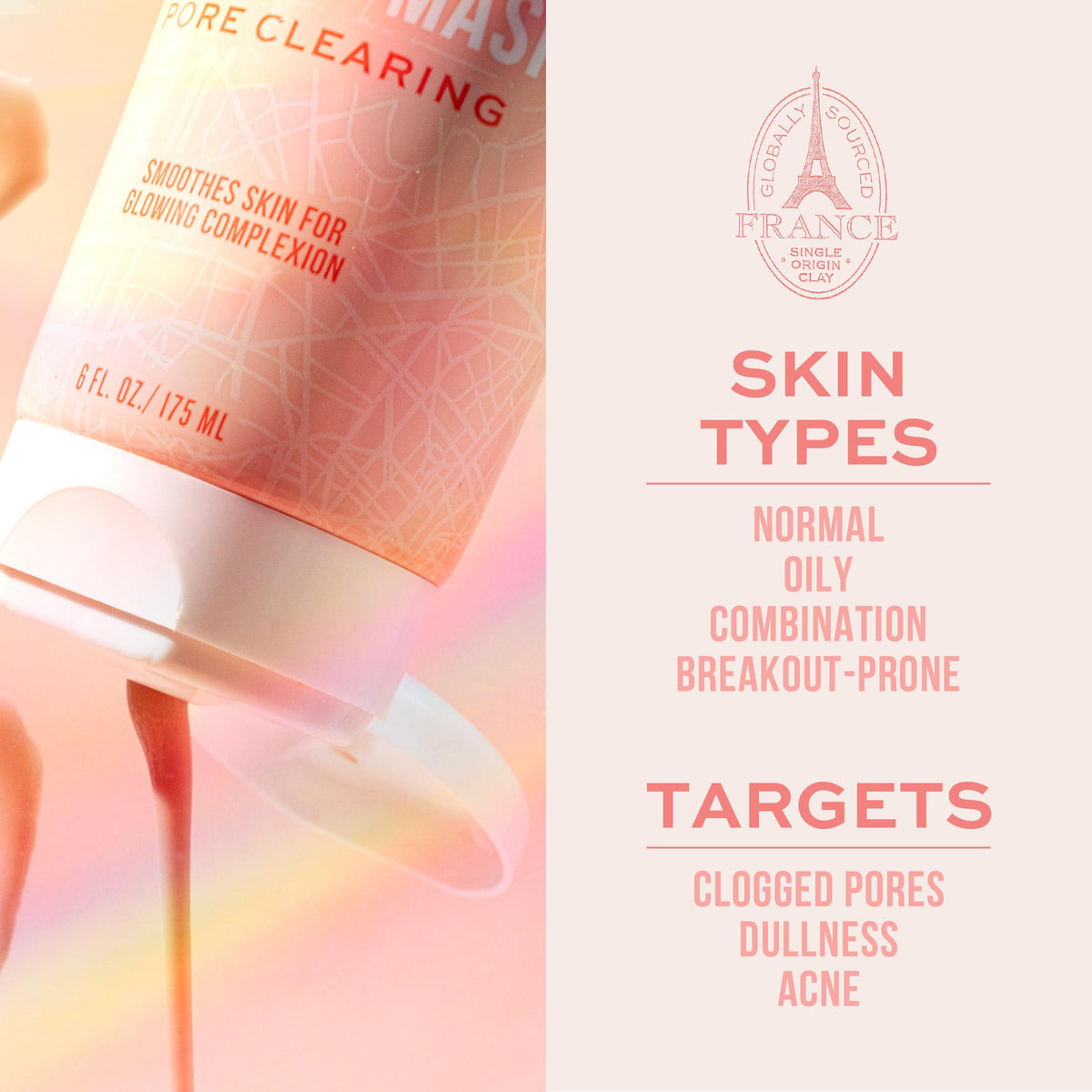 Freeman pink clay texture close-up illustrating smooth application and clay purity benefit