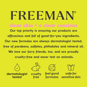 Freeman tube near clean icons highlighting paraben-free, vegan benefit