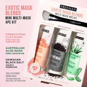 Freeman close-up of mask textures highlighting creamy jelly and peel-off clarity