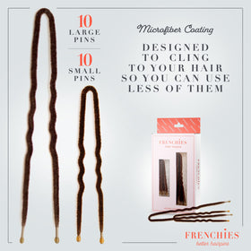 Frenchies pins blended in chestnut hair to stay discreet and invisible benefit