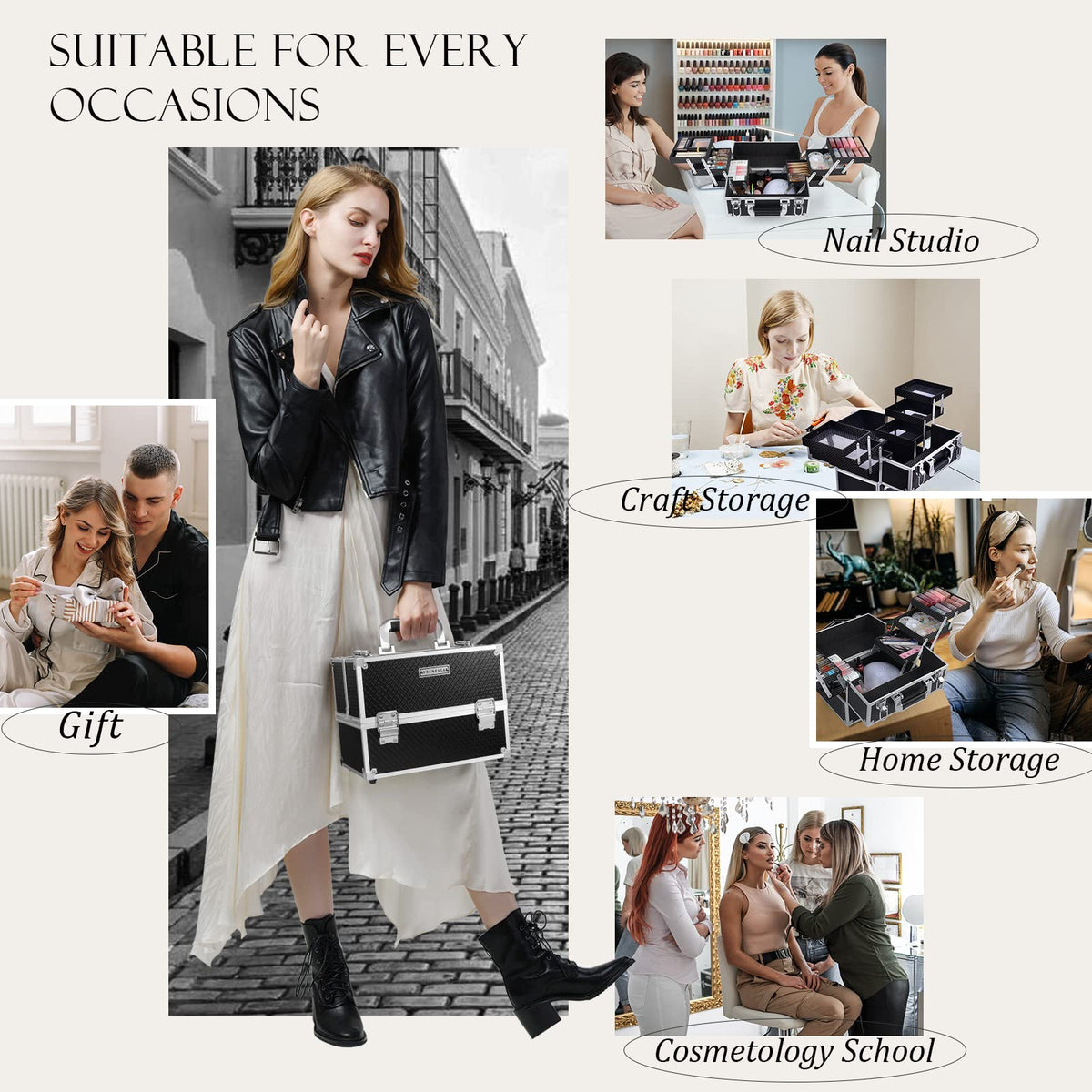 FRENESSA brushes and palettes arranged in trays showing easy access and organization