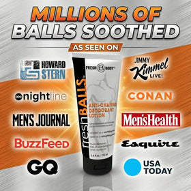 Fresh Body FB fresh-balls tube on towel suggesting post-shower freshness benefit
