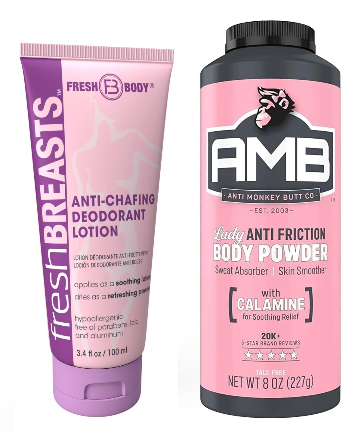 Fresh Body FB front packaging showing the full Ladies No Sweat Bundle and convenient sizes
