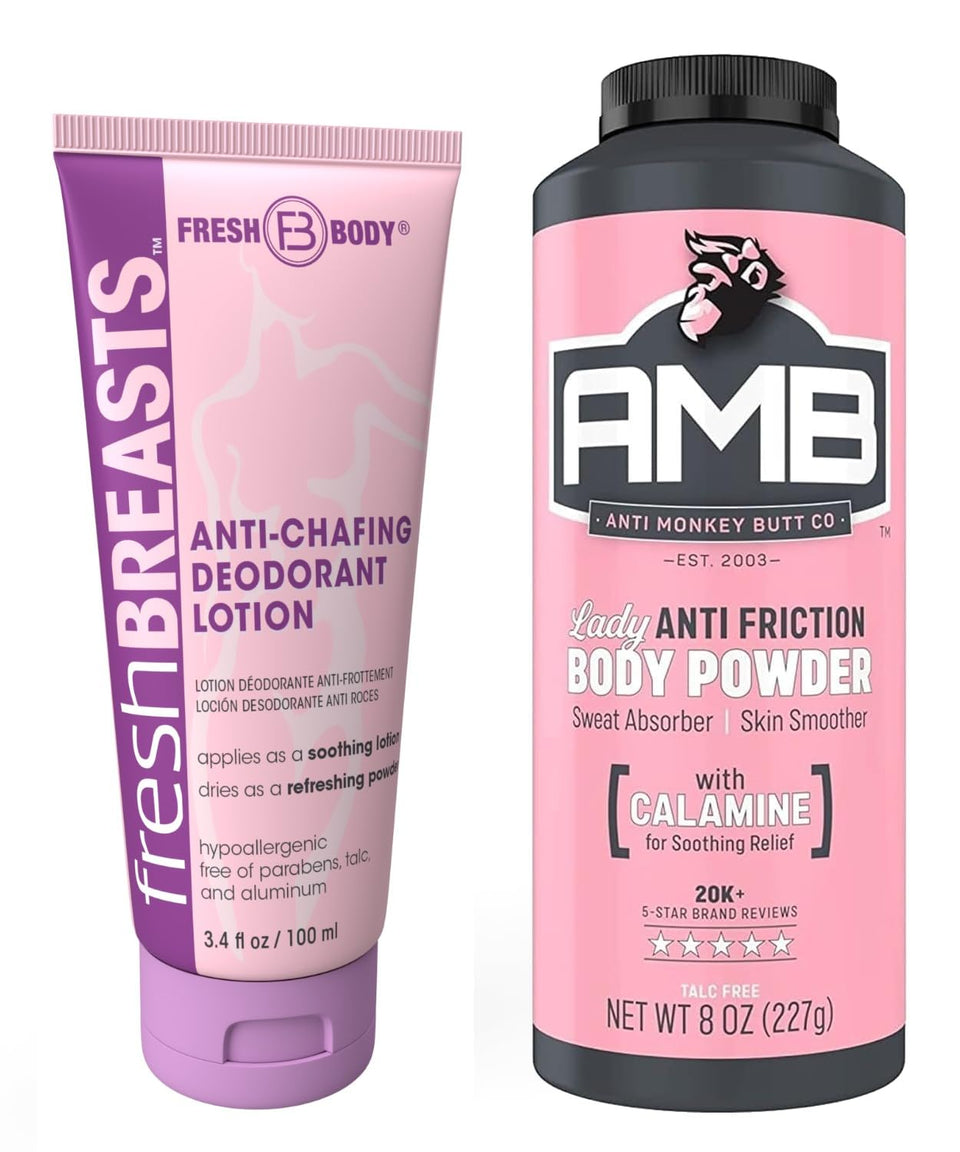 Fresh Body FB front packaging showing the full Ladies No Sweat Bundle and convenient sizes