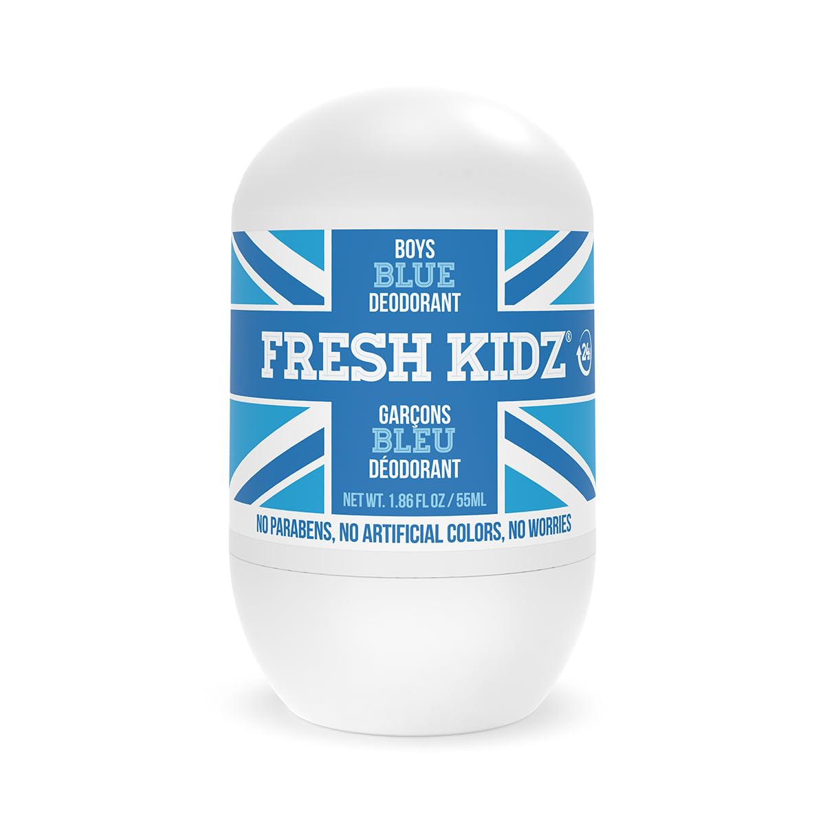 Fresh Kidz front packaging showing bright blue bottle and citrus scent benefit