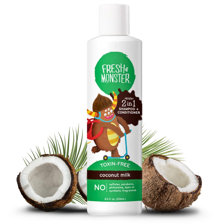 Fresh Monster front packaging coconut 8.5oz showing label and benefits
