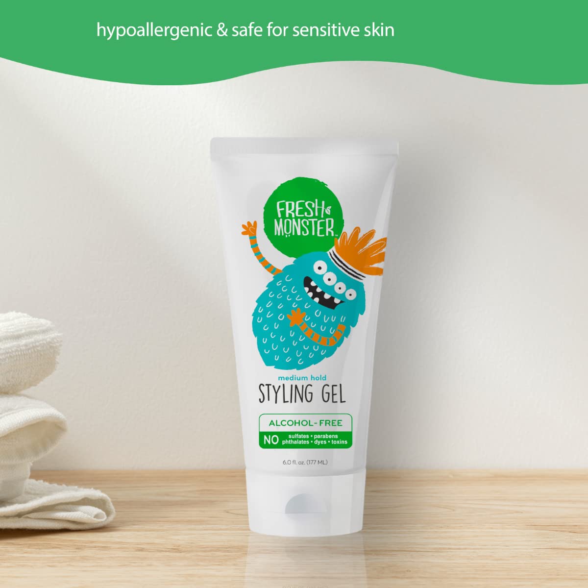 Fresh Monster label close-up showing no parabens and gentle-ingredient benefit
