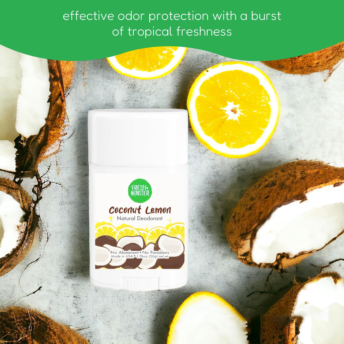 Fresh Monster label and ingredients list highlighting aluminum-free formulation