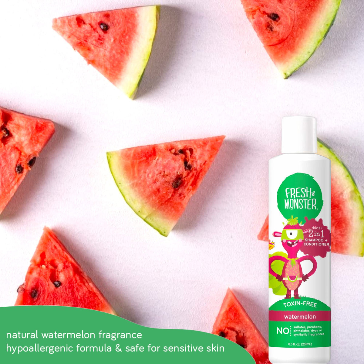 Parent and child bath scene with Fresh Monster promoting fun, stress-free bath time
