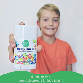 Fresh Monster applied to a child’s underarm demonstrating clear, non-marking protection