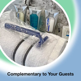 Freshscent individually wrapped razor inside clear poly bag for tamper-evidence