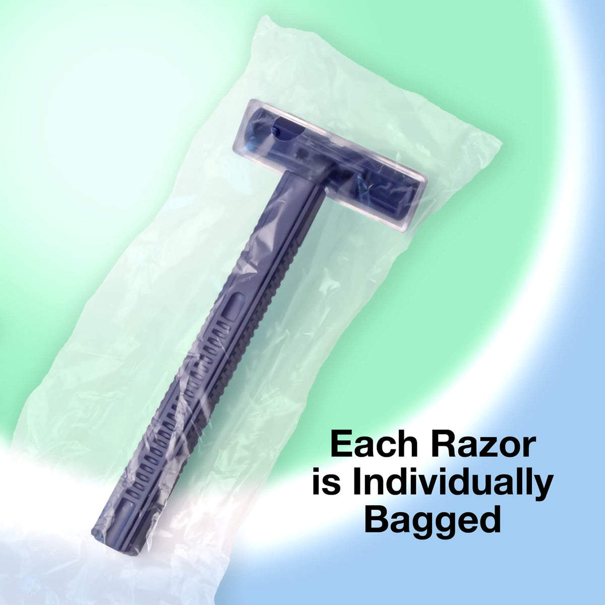 Freshscent razor beside hand to illustrate size and ergonomic handle