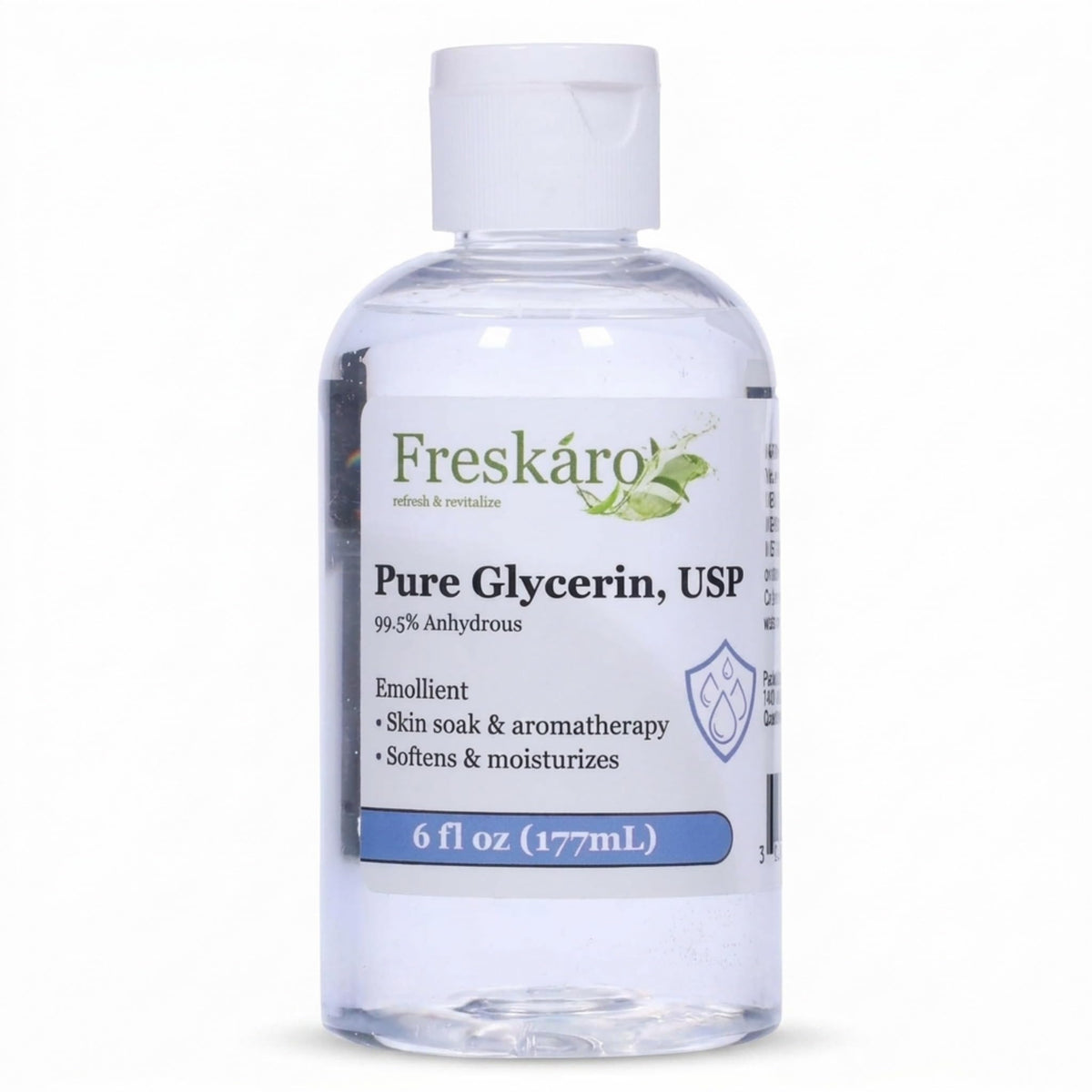 Freskáro front label bottle showing product purity and size benefit