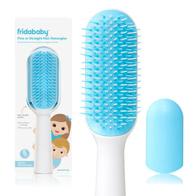 Frida Baby front view of detangling brush showing handle and head benefit portability