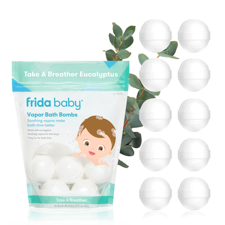 Frida Baby front packaging showing 10-count box and calming graphics for easy selection