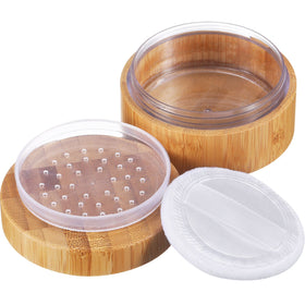 Frienda bamboo jar front view showing compact travel-ready design and tight lid