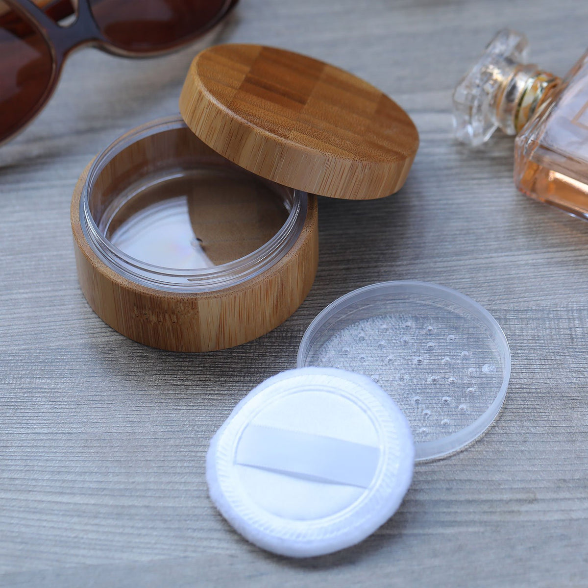 Frienda jar inside a toiletry bag illustrating easy travel storage