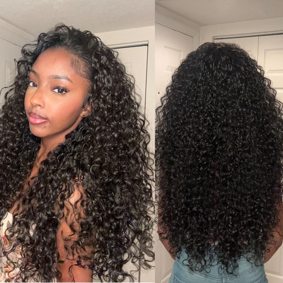 Frodio front view showing full 26-inch curly half wig and instant volume