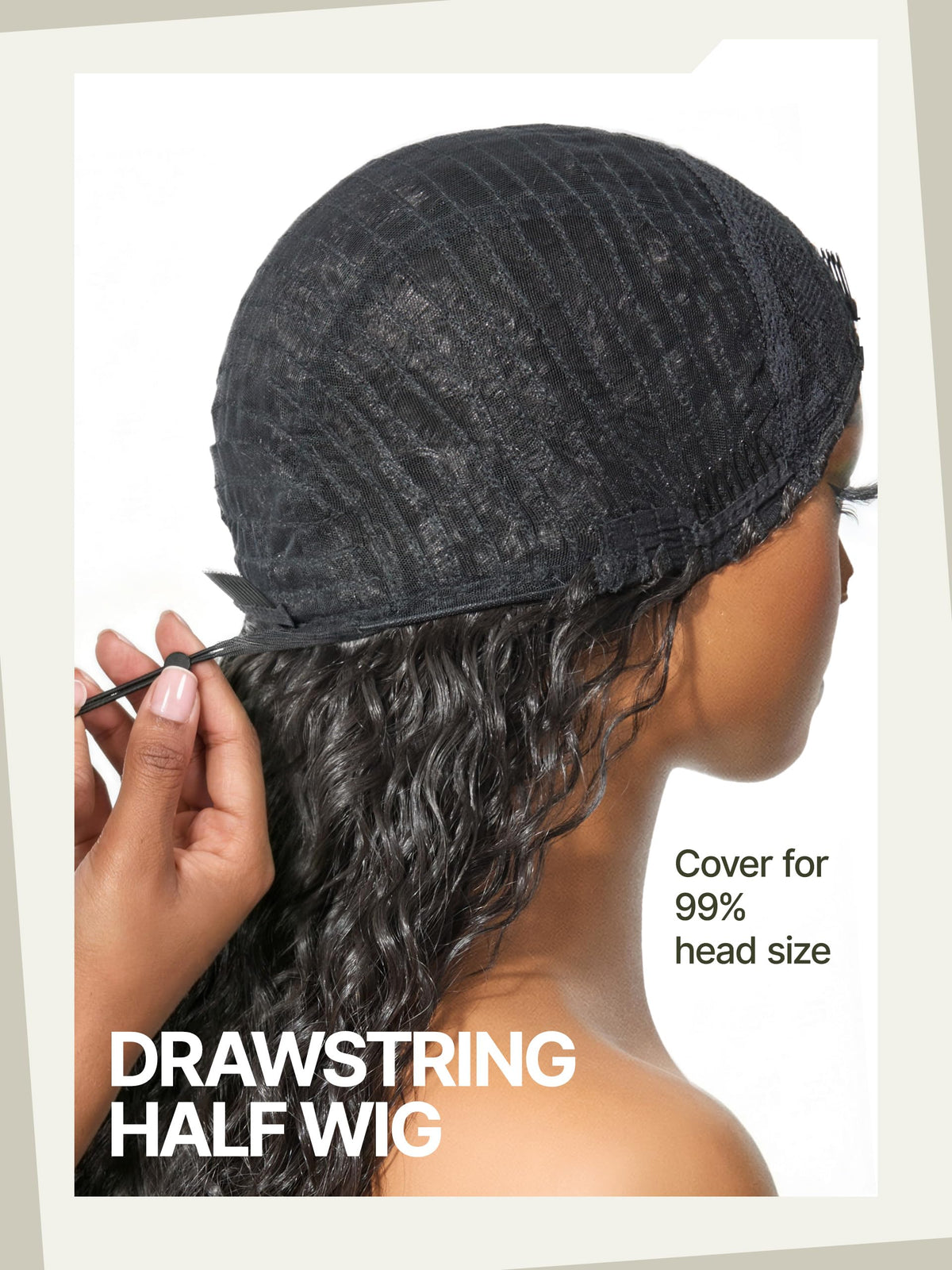 Frodio model wearing wig demonstrating quick glueless everyday style
