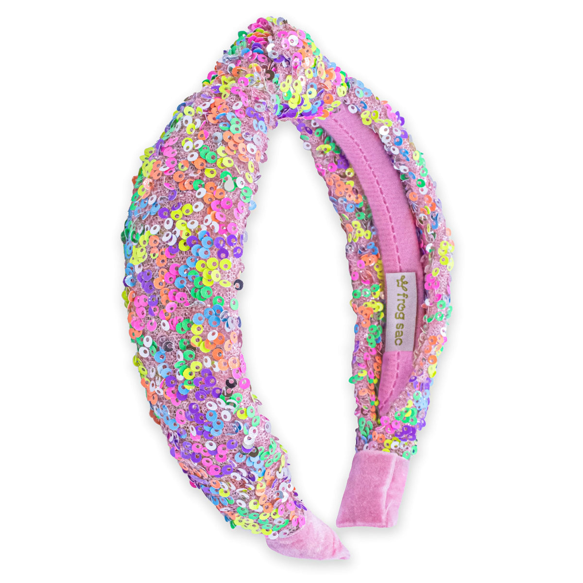 FROG SAC front packaging showing rainbow sequin headband and playful design