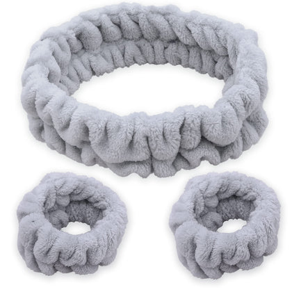 FROG SAC front view of gray headband and wristbands showing neat fit and comfort