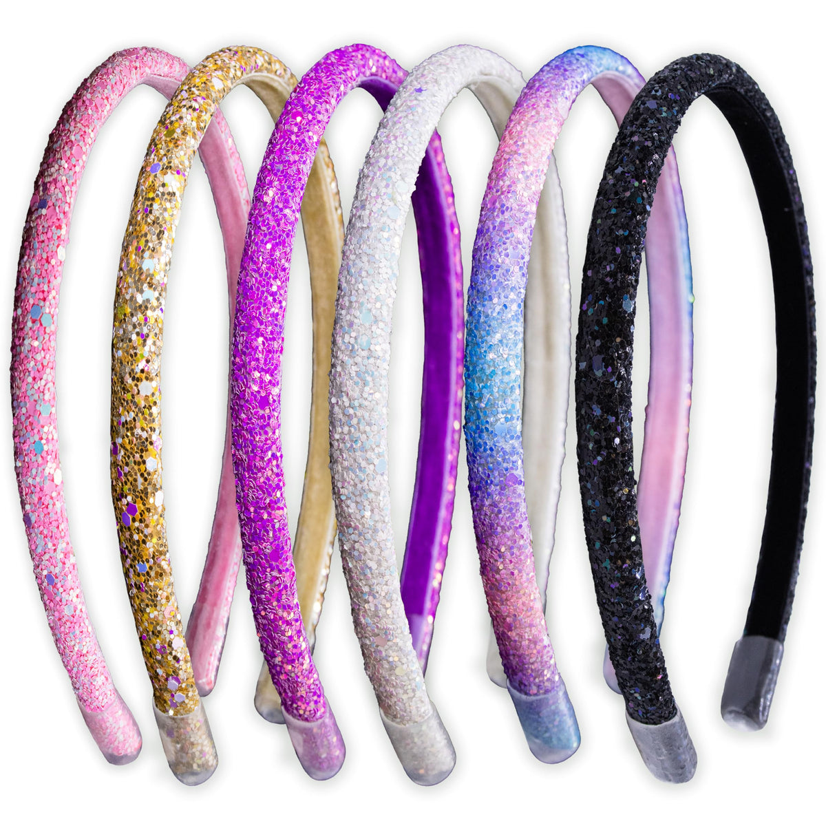 FROG SAC front packaging showing six glitter headbands and colors for easy gifting