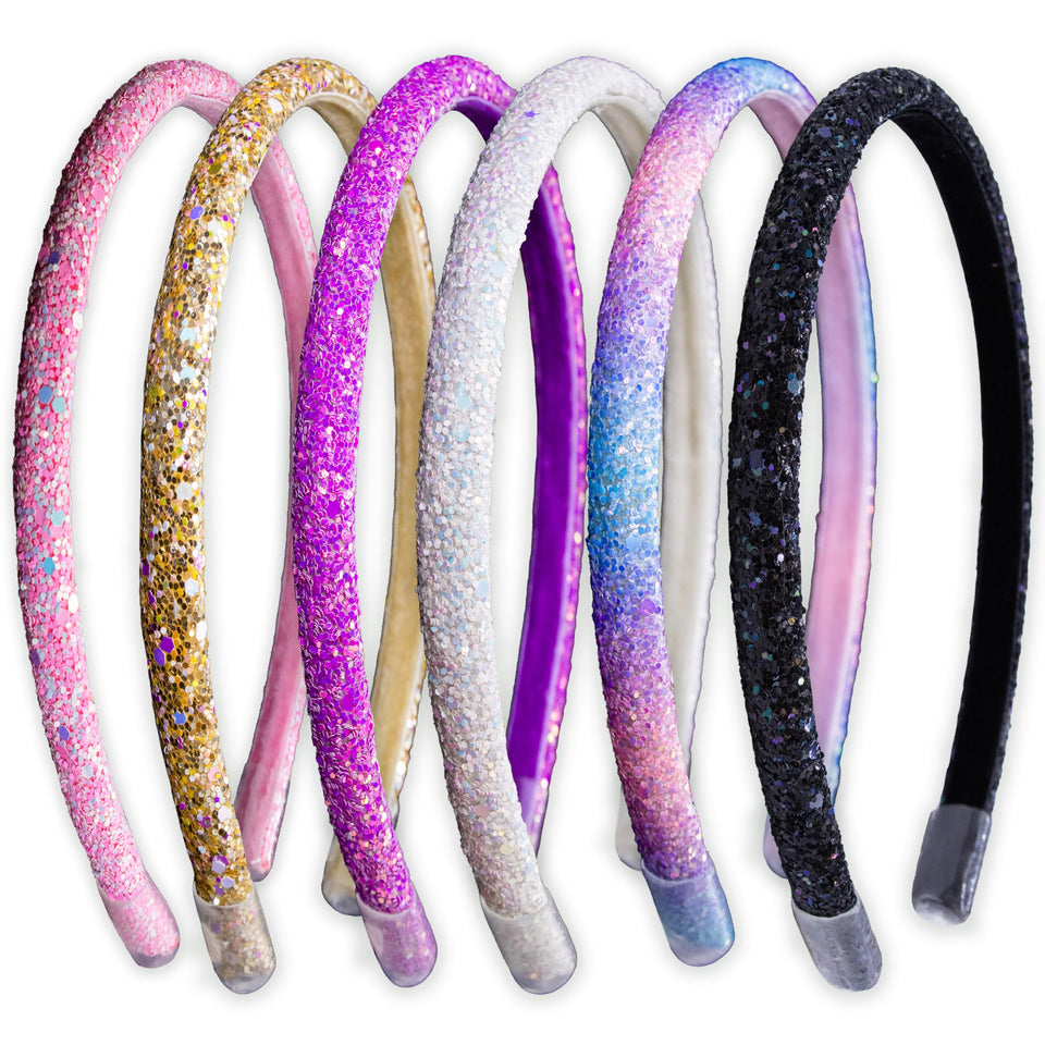 FROG SAC front packaging showing six glitter headbands and colors for easy gifting