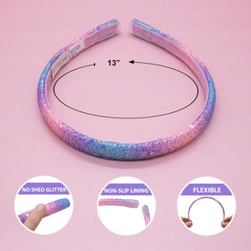 FROG SAC headband held in hand to show size and flexible 13-inch fit