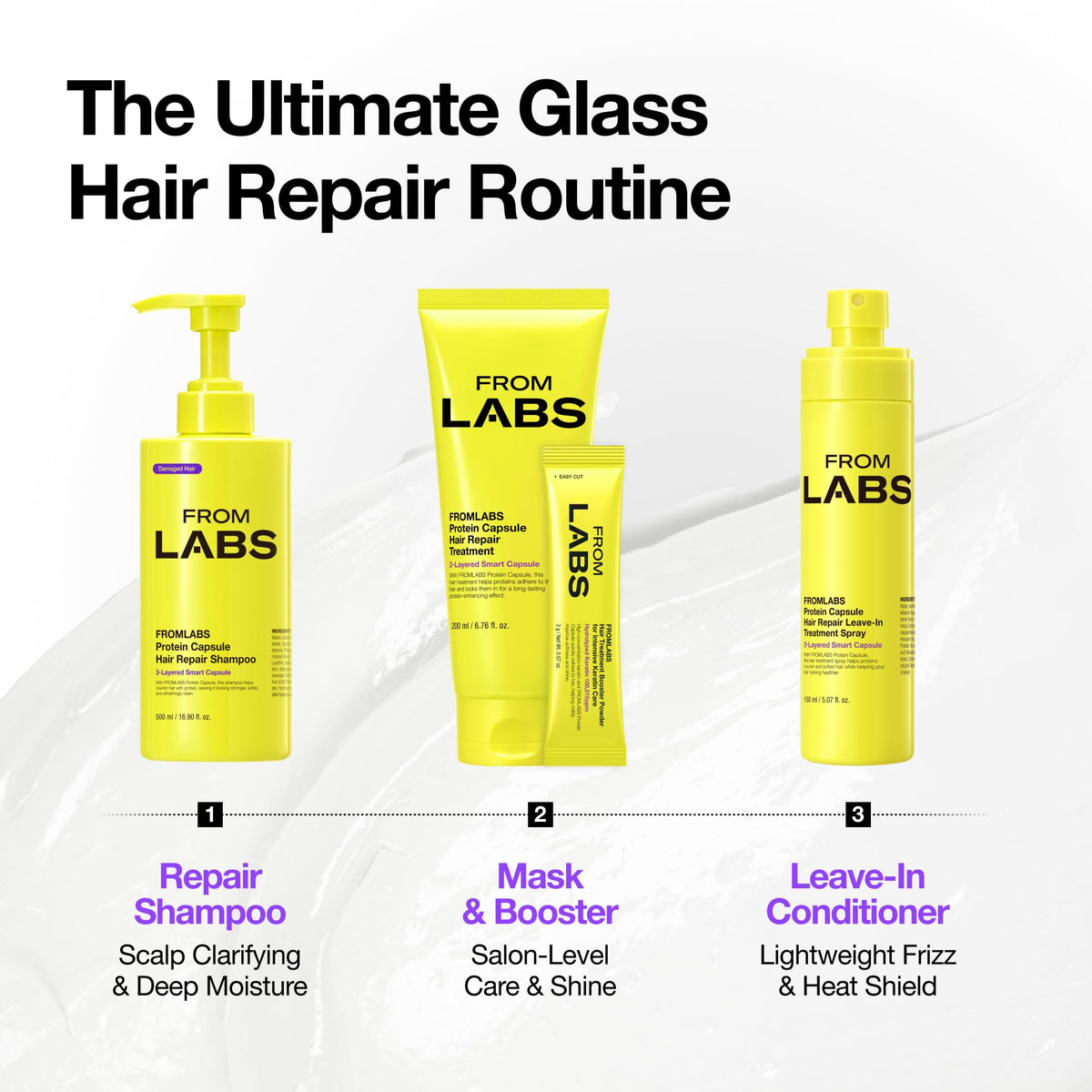 FROMLABS user mixing and applying treatment in bathroom to improve hair manageability