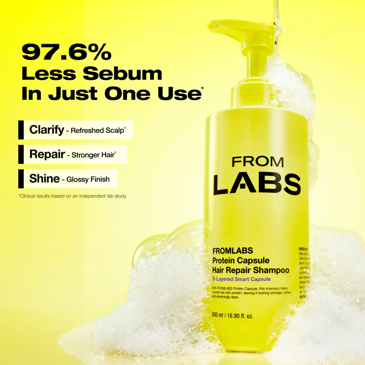 FROMLABS keratin repair powder scoop close-up highlighting bond-strengthening boost benefit
