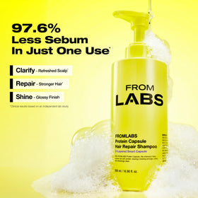 FROMLABS keratin repair powder scoop close-up highlighting bond-strengthening boost benefit