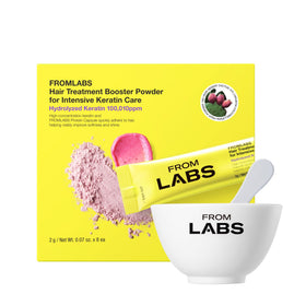 FROMLABS front packet view showing single‑use keratin powder and clear labeling benefit