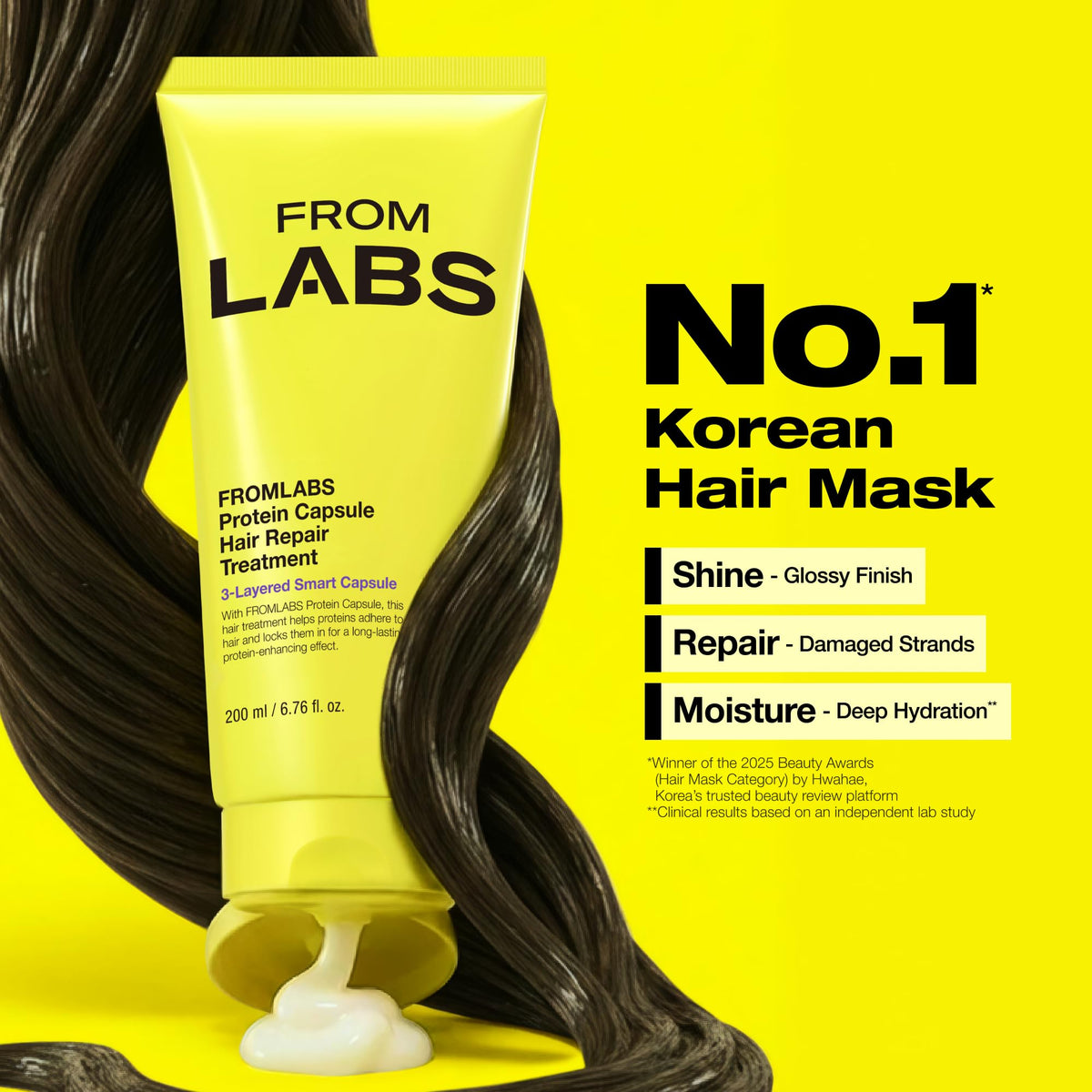 FROMLABS protein hair mask open jar showing creamy formula for deep restorative benefit
