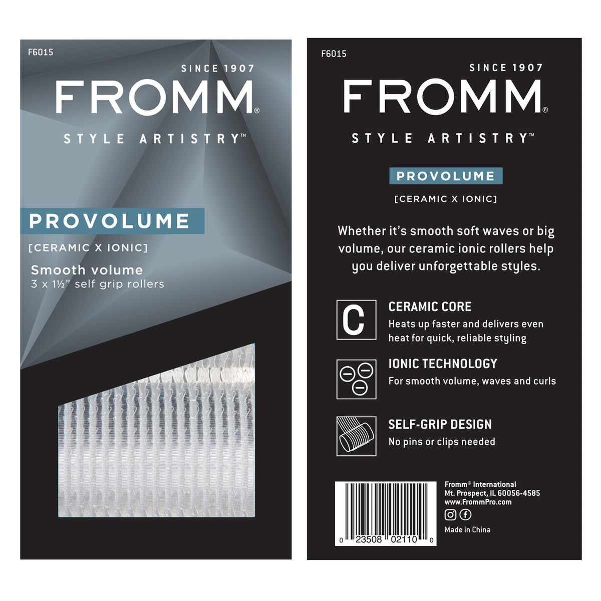 Fromm ProVolume size comparison in hand showing 1.5-inch scale for short hair