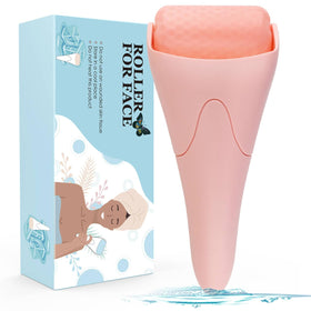 Fronnor ice roller front view showing sleek pink cooling head and handle for refreshed skin