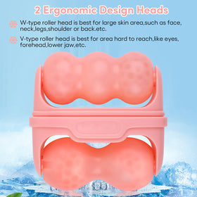 Fronnor roller being used under eye to reduce puffiness and soothe skin