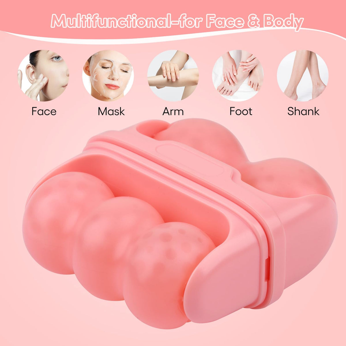 Fronnor roller gliding over neck and décolletage to calm overheated skin