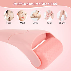 Fronnor roller applied to neck and jawline to relieve tension and boost circulation