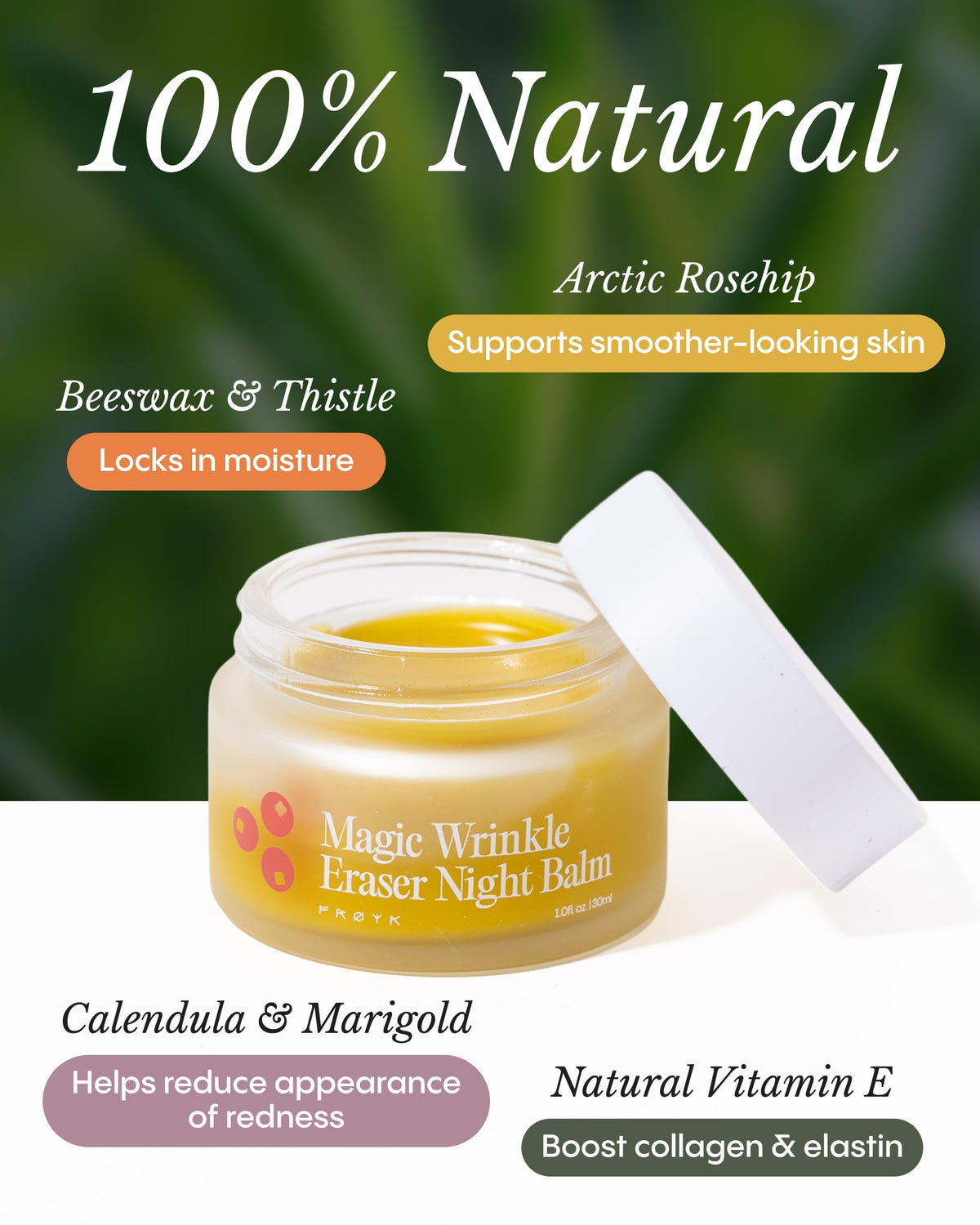FRØYA demonstration of applying balm to hand showing moisturized, smoother skin effect