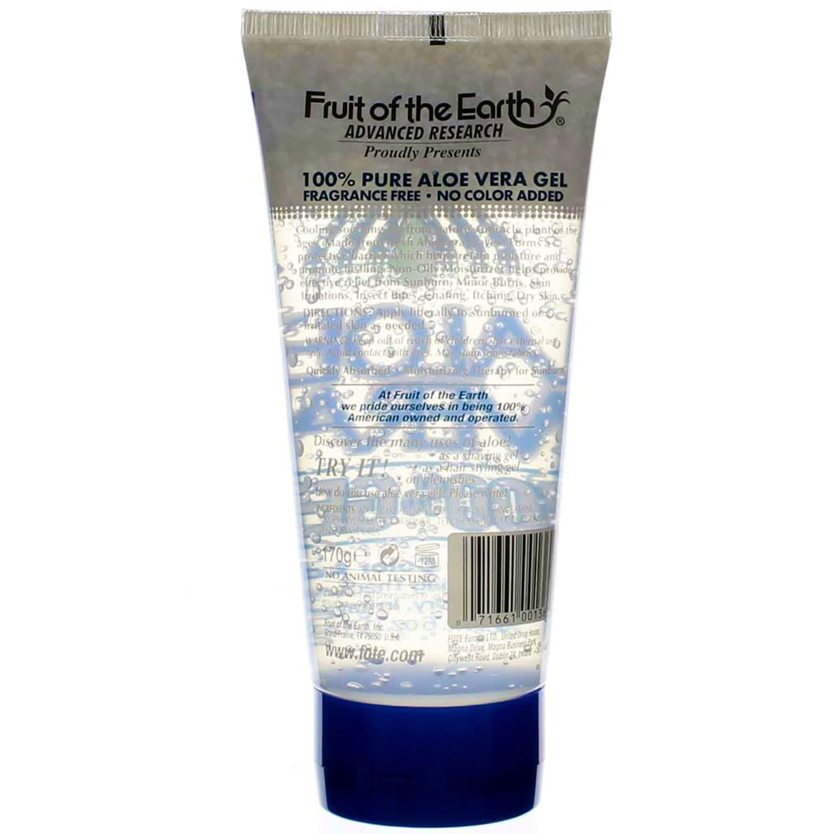 Fruit of the Earth gel being applied to hand for instant soothing