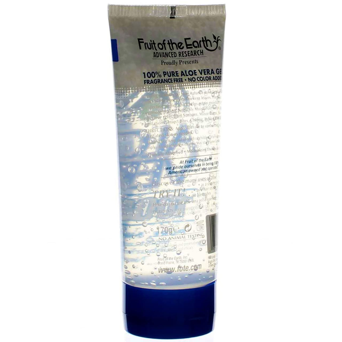Fruit of the Earth 6 oz tube beside common items for size comparison