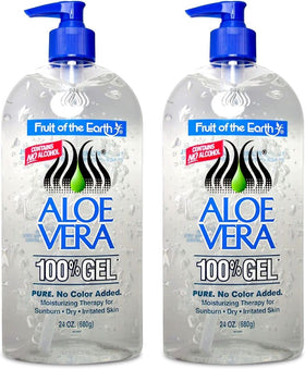 Fruit of the Earth front packaging showing two 24 oz bottles and clear labeling for convenience