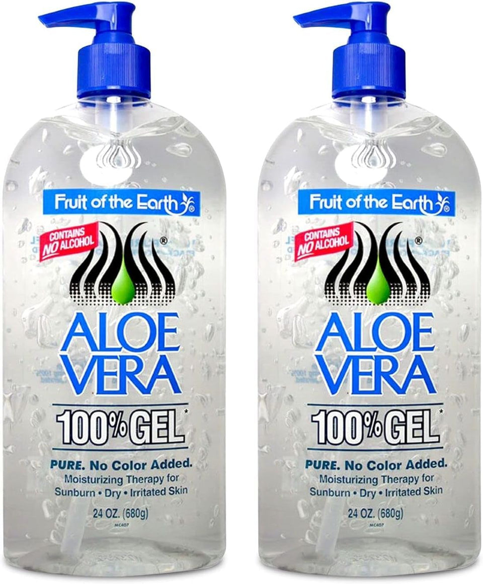 Fruit of the Earth front packaging showing two 24 oz bottles and clear labeling for convenience