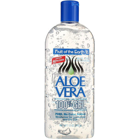Fruit of the Earth front packaging showing clear 12 oz bottle and brand clarity benefit