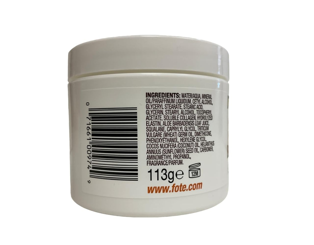 Fruit of the Earth open jar close-up showing creamy texture for soothing dry skin