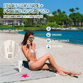 fruitery Relief Sun cream texture close-up highlighting hydrating finish