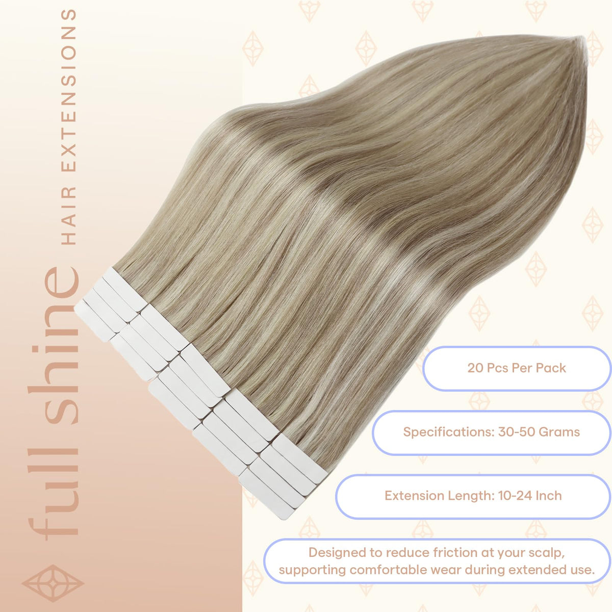 Fshine detail of double-sided tape bond demonstrating secure hold and discrete profile