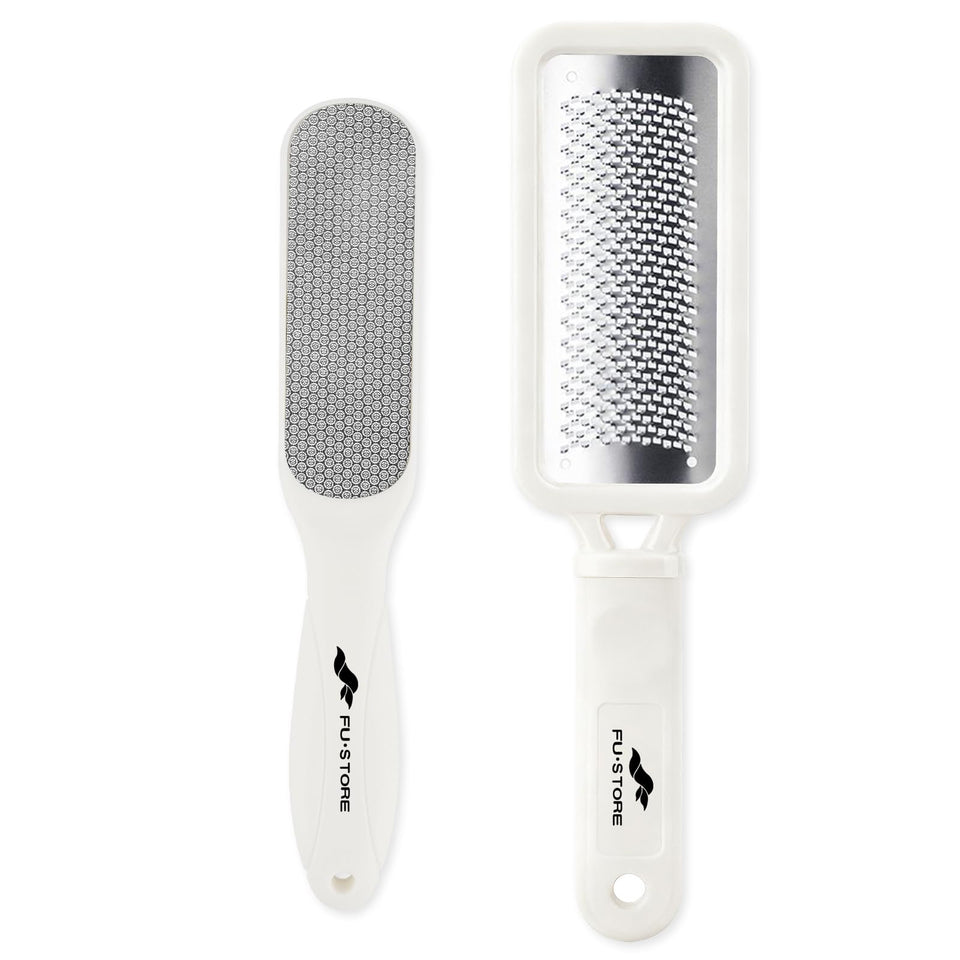 Fu Store front view of two white foot files showing professional finish and durability