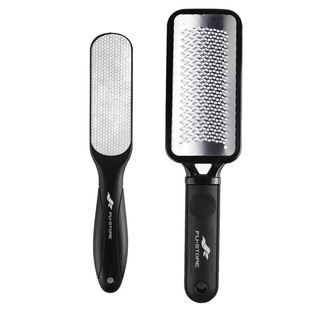 Fu Store front view of two foot files showing dual-sided rasp for fast smoothing